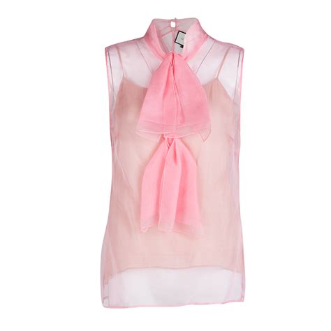 gucci pink linen sleeveless blouse|Gucci blouse.